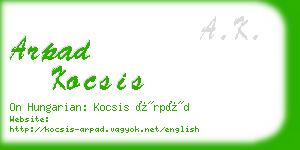 arpad kocsis business card